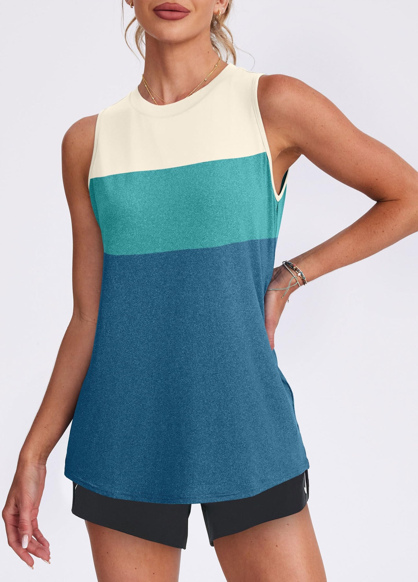 Workout Tank Tops for Women Athletic Running Sleeveless Shirts Activewear Gym Yoga Tops White Green Blue XXL