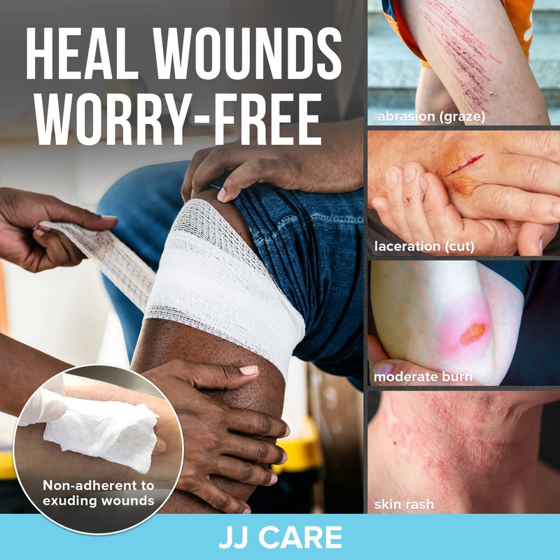 JJ CARE Gauze Rolls Pack of 24, Individually Wrapped Gauze Bandage Roll, with Bonus Medical Tape, 4 inches x 4.1 Yards Rolled Gauzes