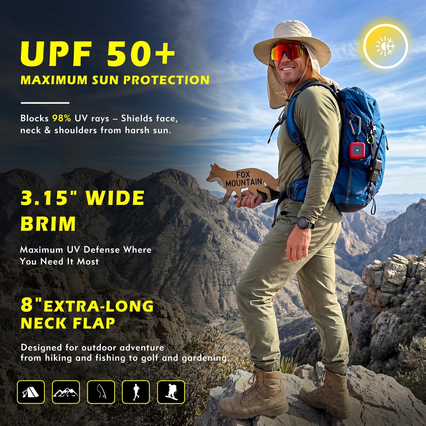 Comhats Sun Hats for Men Neck Cover Flap Protection UPF50+ Wide Brim Summer Boonie Bucket Waterproof Summer Golf Packable Travel Big Head Large X-Large L XL Dark Grey