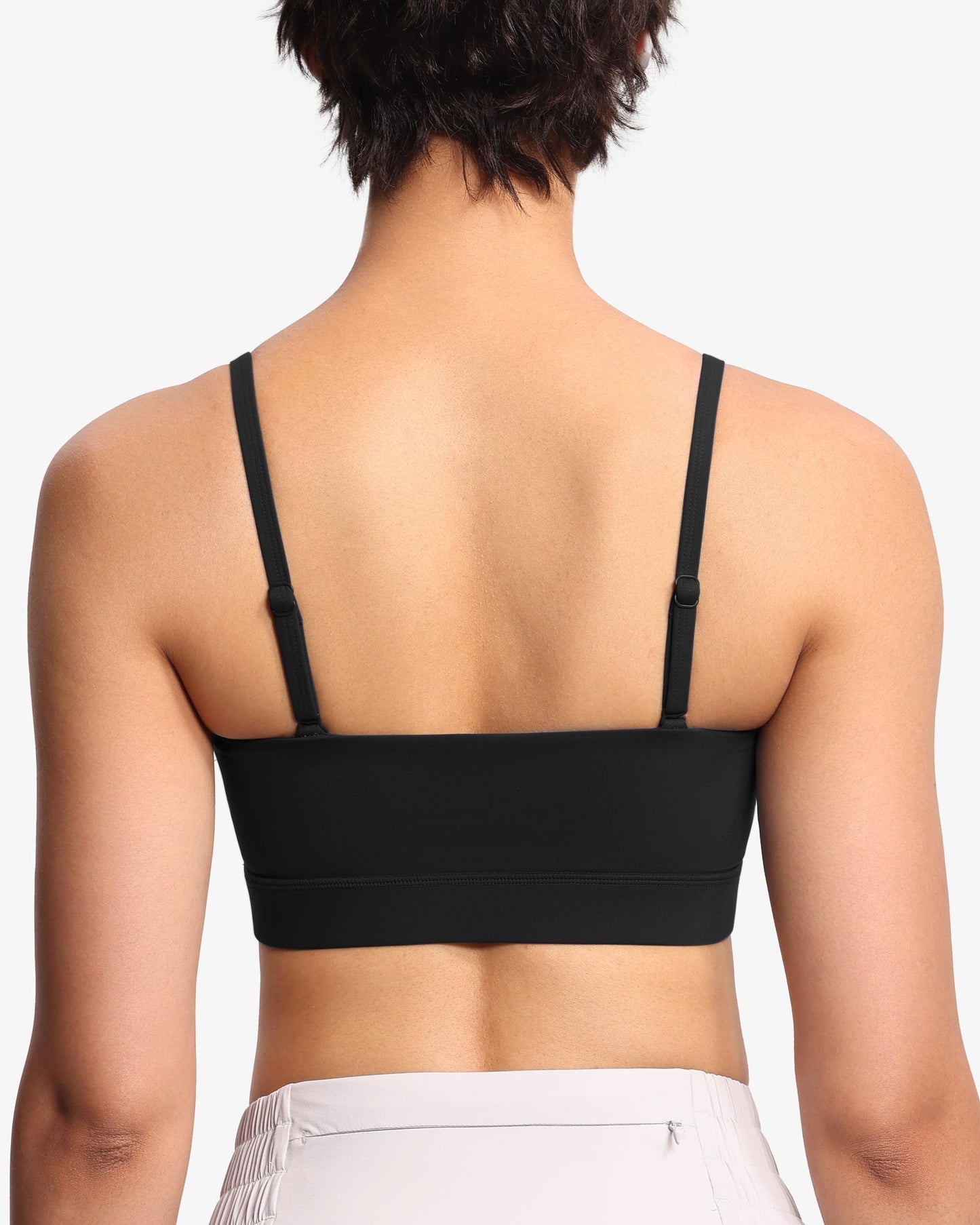 THE GYM PEOPLE Women's Adjustable Spaghetti Strap Sports Bras Wirefree Workout Tops with Removable Padded Black