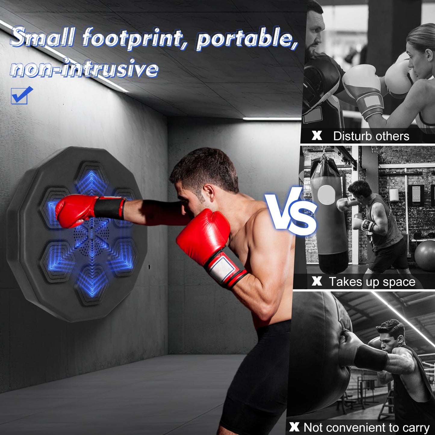 Potoge Music Boxing Machine, Wall Mounted Smart Music Boxing Machine, Smart Boxing Training Equipment for Electronic Smart Focus Agility Training, Smart Music Boxing Target Suitable for Kid, Adult