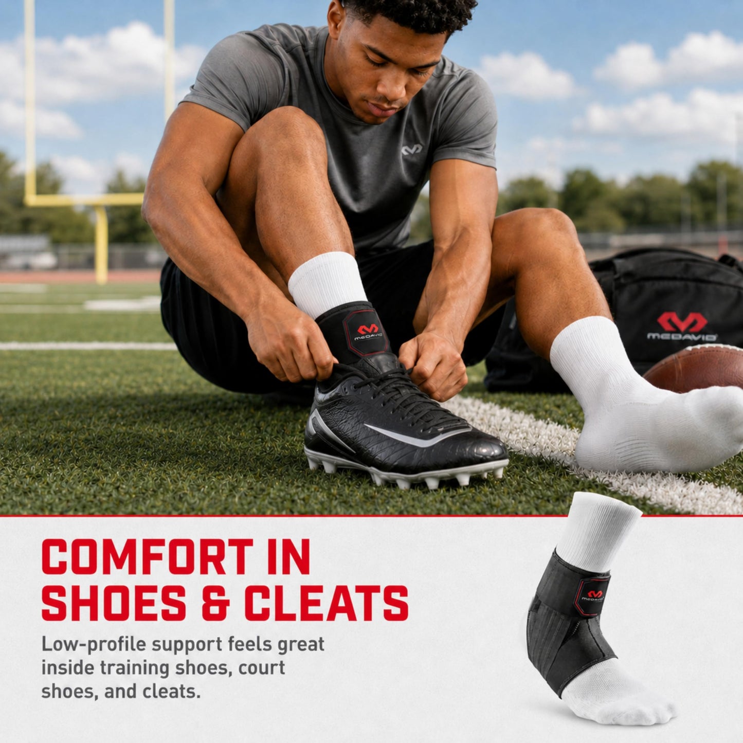 McDavid Ankle Brace, Low Profile Lace-Free Phantom Ankle Braces for Men Basketball and more. Lightweight Design, Advanced Strapping & Flex-Support