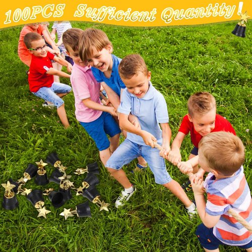 100PCS Mini Star Trophy Awards 4.5 Inch Gold Award Trophies Participation Trophy Plastic Trophy for Adults Kids Classroom School Party Favors Rewards Winning Prizes Competitions Goodie Bags Event