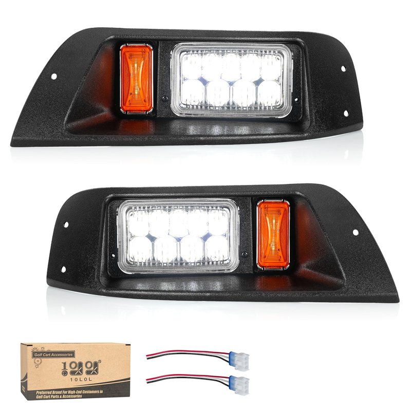 10L0L Golf Cart Headlight Kit for EZGO TXT 1996-2013 Gas & Electric, 12V Driver & Passenger Side, EZGO TXT Headlamp Kit with 3Pin Connector