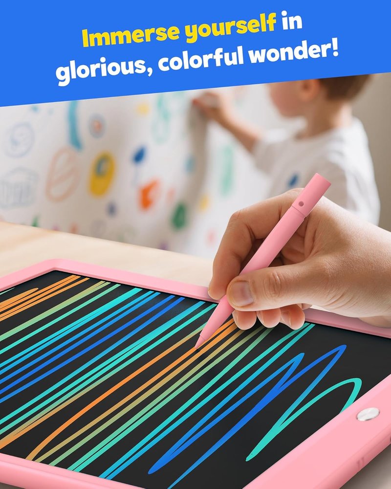 LCD Writing Tablet for Kids - 10-Inch Mess-Free Doodle Board | Travel Toy for Boys & Girls (Pink)