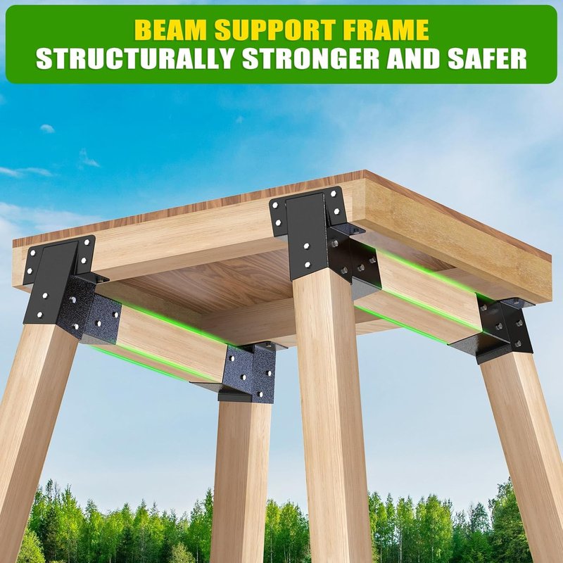 BeneLabel 4-Pack Heavy Duty 4x4 Compound Angle Brackets - Perfect for Deer Stands, Tree Houses & Play Sets