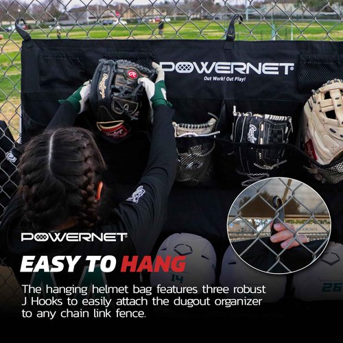 PowerNet Ultimate Coaching Team Bundle, Dugout Organizer for Baseball & Softball, Team Equipment Organizer, Hanging Bat Bag & Baseball Glove Helmet Holder, Dry Erase Magnetic Lineup Board (Black)