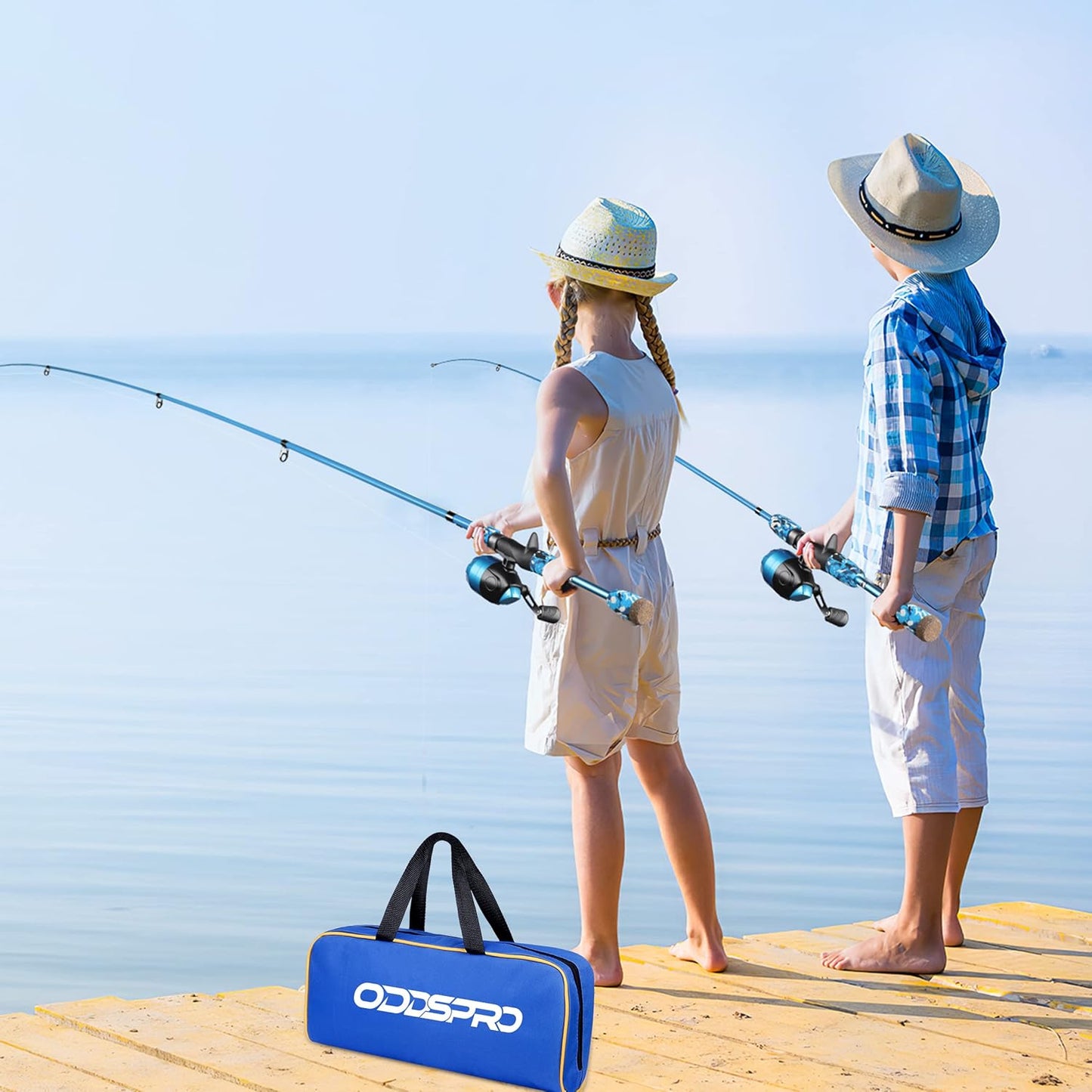 Kids Fishing Pole - Portable Telescopic Fishing Rod & Reel Combo Kit | Pink, Tackle Box for Girls