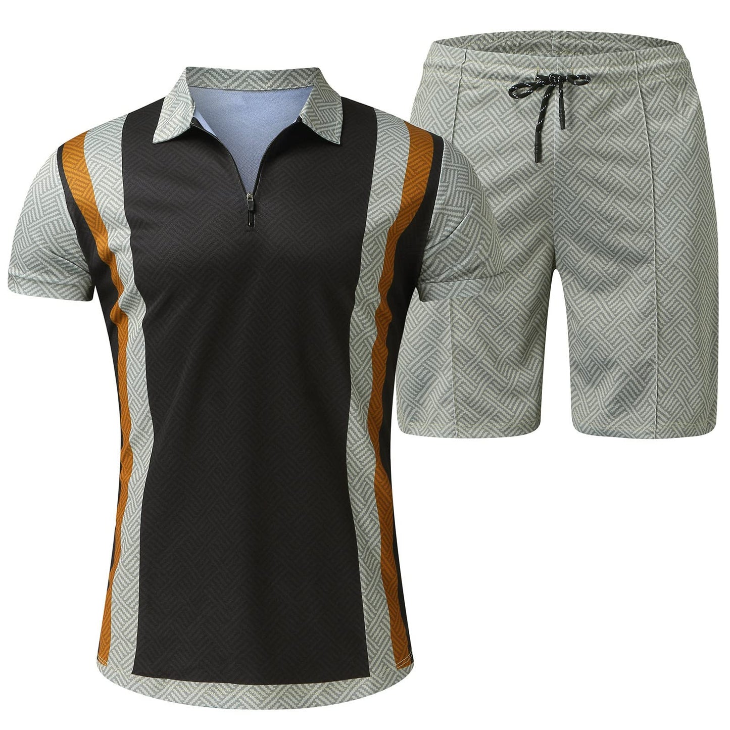 YWASYA Men Short Sets Outfits 2 Piece Casual Short Sleeve Golf Polo Shirts for Men and Shorts Beach Outfits Men's Tracksuits