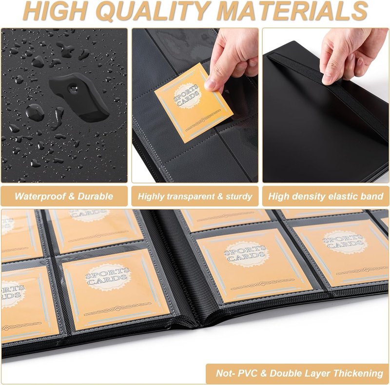 9 Pocket Card Binder - Sturdy Side-Loading Album for YuGiOh, MTG, TCG & Baseball Cards | Black
