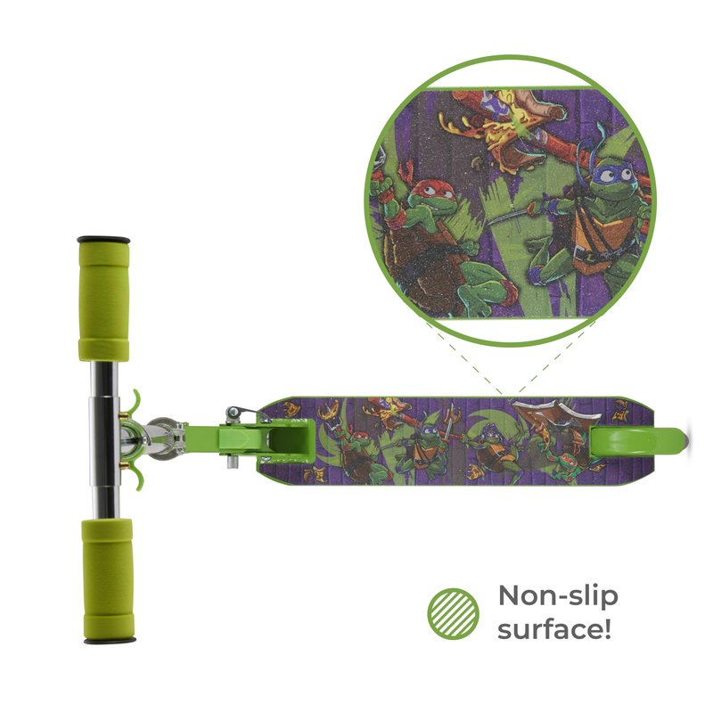 TMNT 2 Wheel Kick Scooter for Kids - Easy & Portable Fold-N-Carry Design, Ultra-Lightweight, Comfortable & Safe, Durable & Easy to Ride
