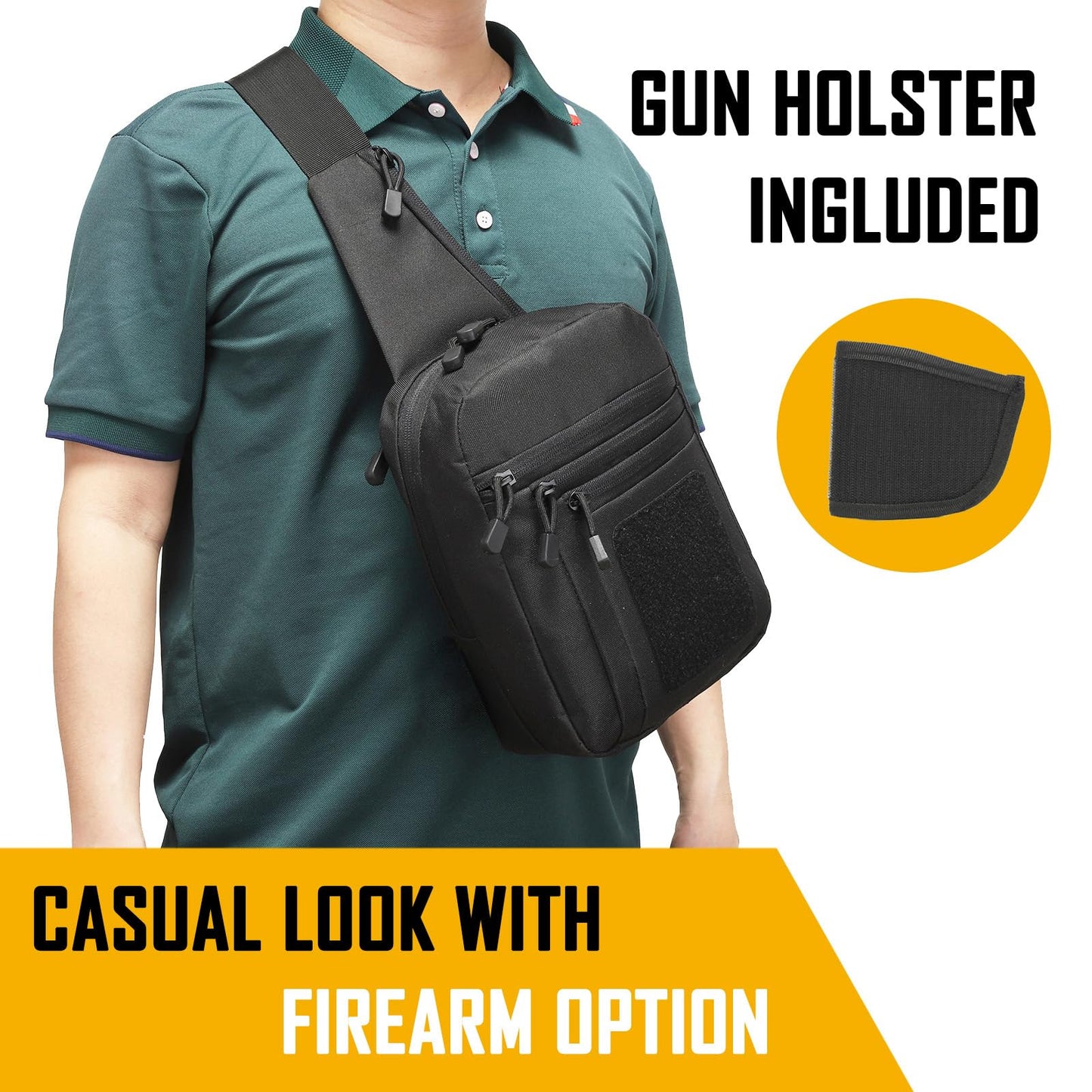 WCALULEG Concealed Carry Crossbody Gun Bag for Men, Ccw Sling Bag Tactical Shoulder Chest Pack Range Bags for Handguns (Grey)