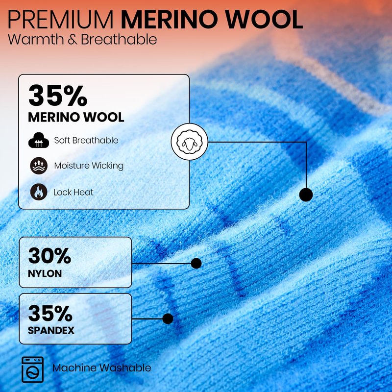 SURGOAL Merino Wool Heated Socks, 15-Hour Runtime & 145°F Heating, 8500mAh Rechargeable Electric Battery Operated Ski Socks with APP-Controlled for Men Women, Hunting, Camping, Winter (Khaki,XL)