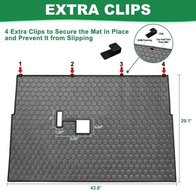 Club Car DS Floor Mat, Upgraded Non-Slip Full Coverage Golf Cart Floor Mat Replacement Think Rubber Fits Club Car DS 1982-2013 / Villager 1982-2018 (Black Trim)