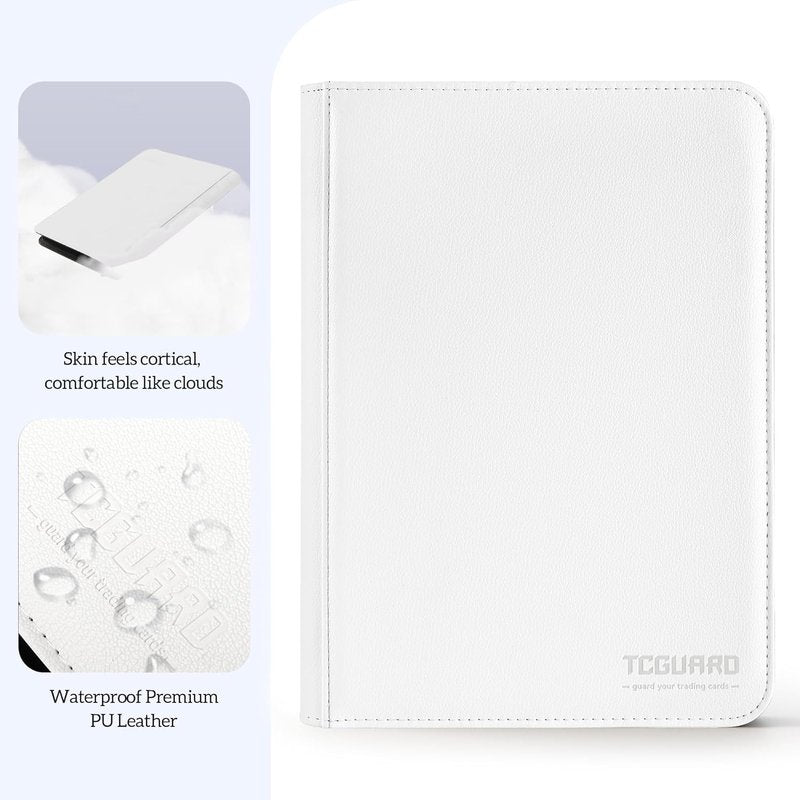 Trading Card Binder - 9 Pocket Zipper Album for 540 Cards | TCG, Sports, Yu-Gi-Oh, MTG (White)