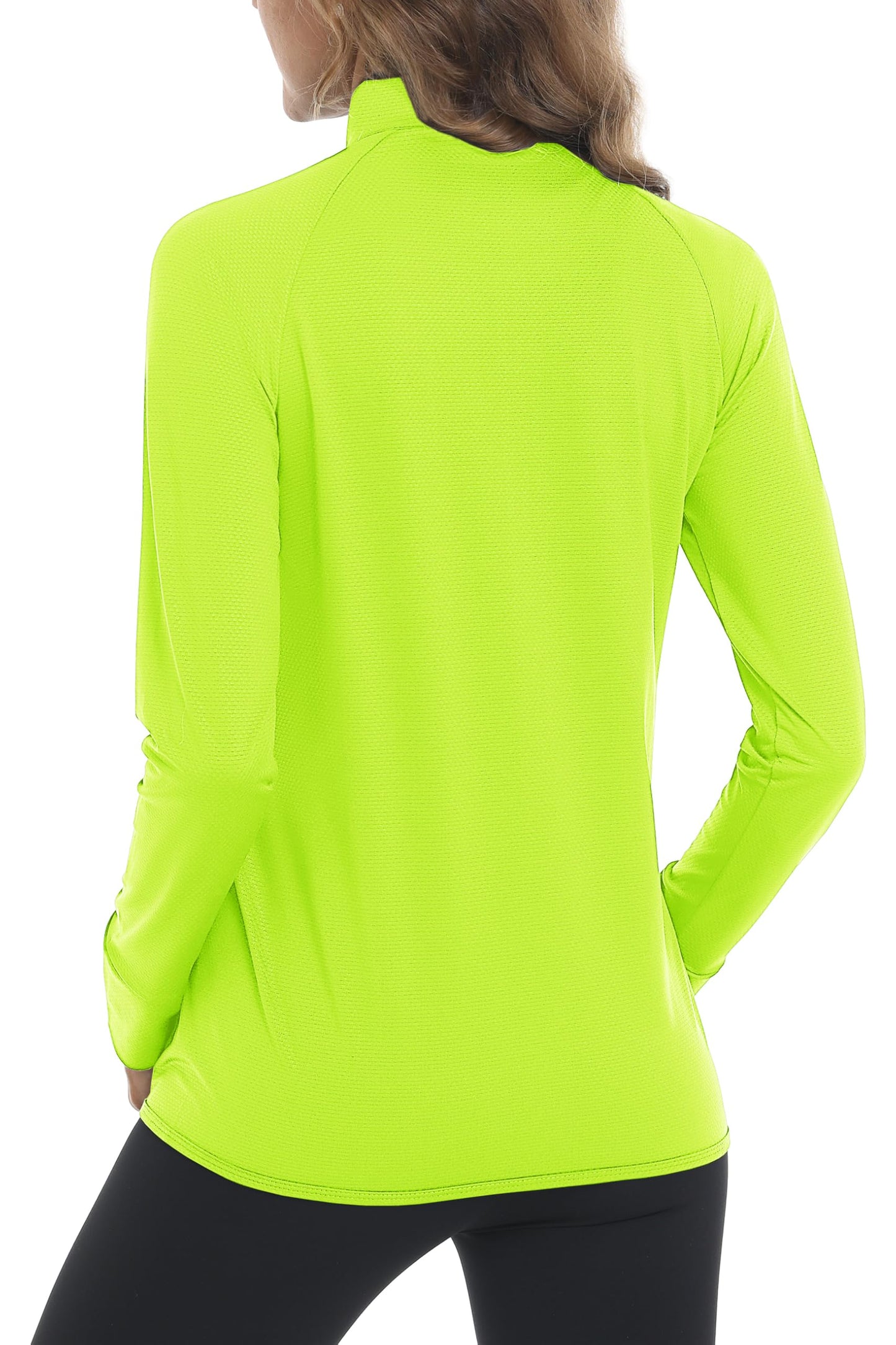 MAGCOMSEN Women's Lightweight Workout Jackets UV Protection Jacket Long Sleeve Shirts Running Fishing Hiking Shirts Fluorescent Yellow XL