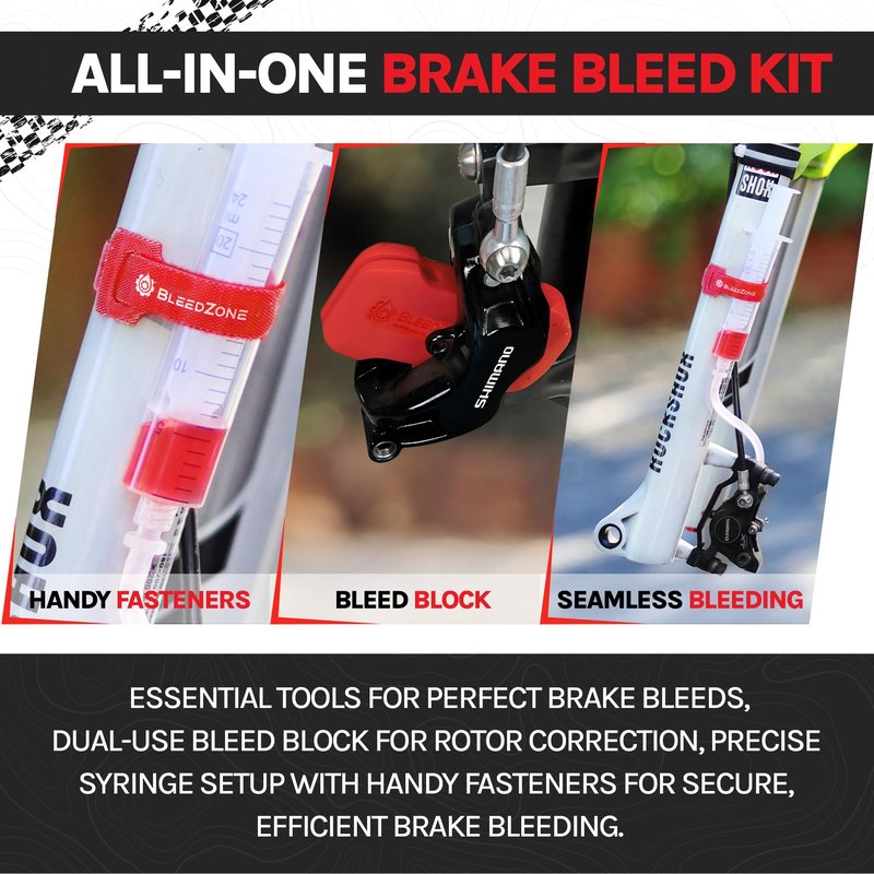 BleedZone Shimano Brake Bleed Kit with 60ml Mineral Oil- Hydraulic Brake Bleed Kit for Shimano Disc Brakes, Bike Brake Bleeder Kit, and Mineral Oil Brake Maintenance