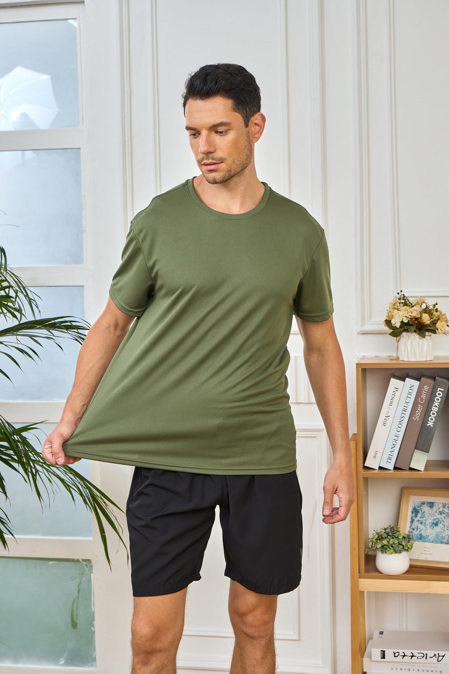 Yafanqi 5 Pack Mens Short Sleeve Shirts Quick Dry Moisture Wicking Athletic Running Gym Workout Casual Basic Tee Shirt