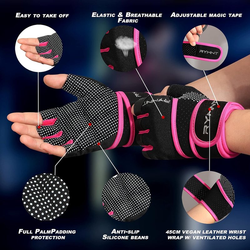 Workout Gloves with Wrist Wrap Support - Full Palm Protection & Extra Grip for Men and Women | Ideal for Gym, Weightlifting & Pull-Ups