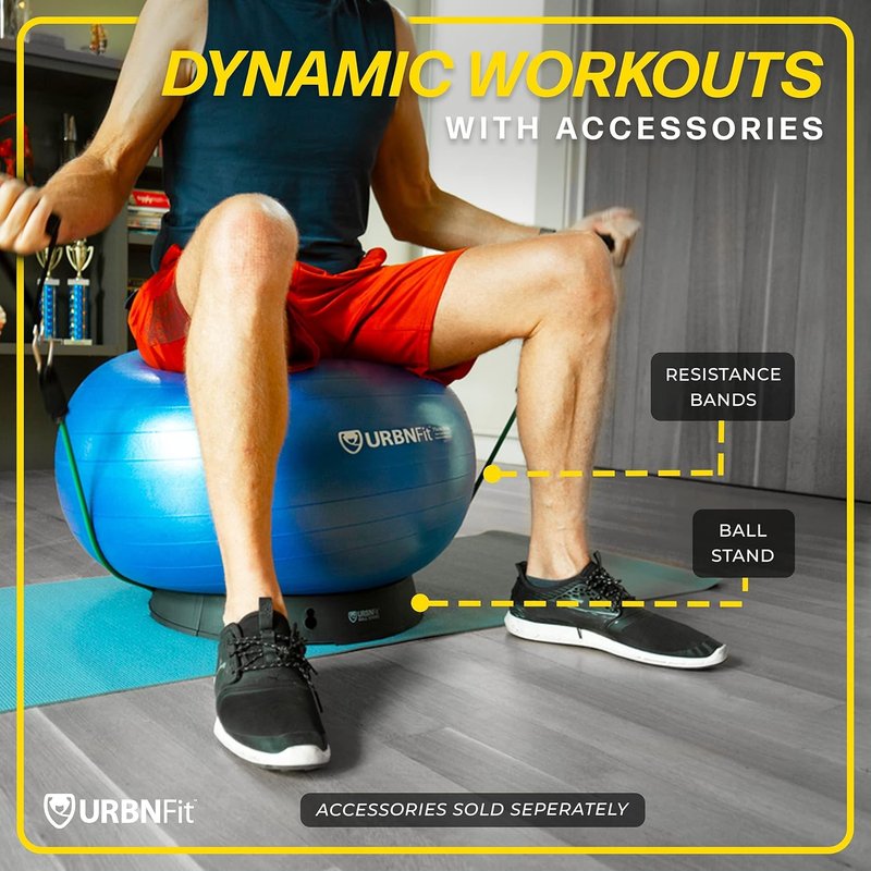URBNFit Exercise Ball - Anti-Burst Yoga Ball for Stability & Pregnancy | Fitness Ball Chair for Home or Office