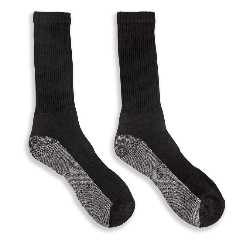 HOT FEET Work Socks for Men, Long All Weather Boot Crew Cotton Socks, Cushioned, Moisture Wicking. Black, 5 Pack, Size: 6-12.5
