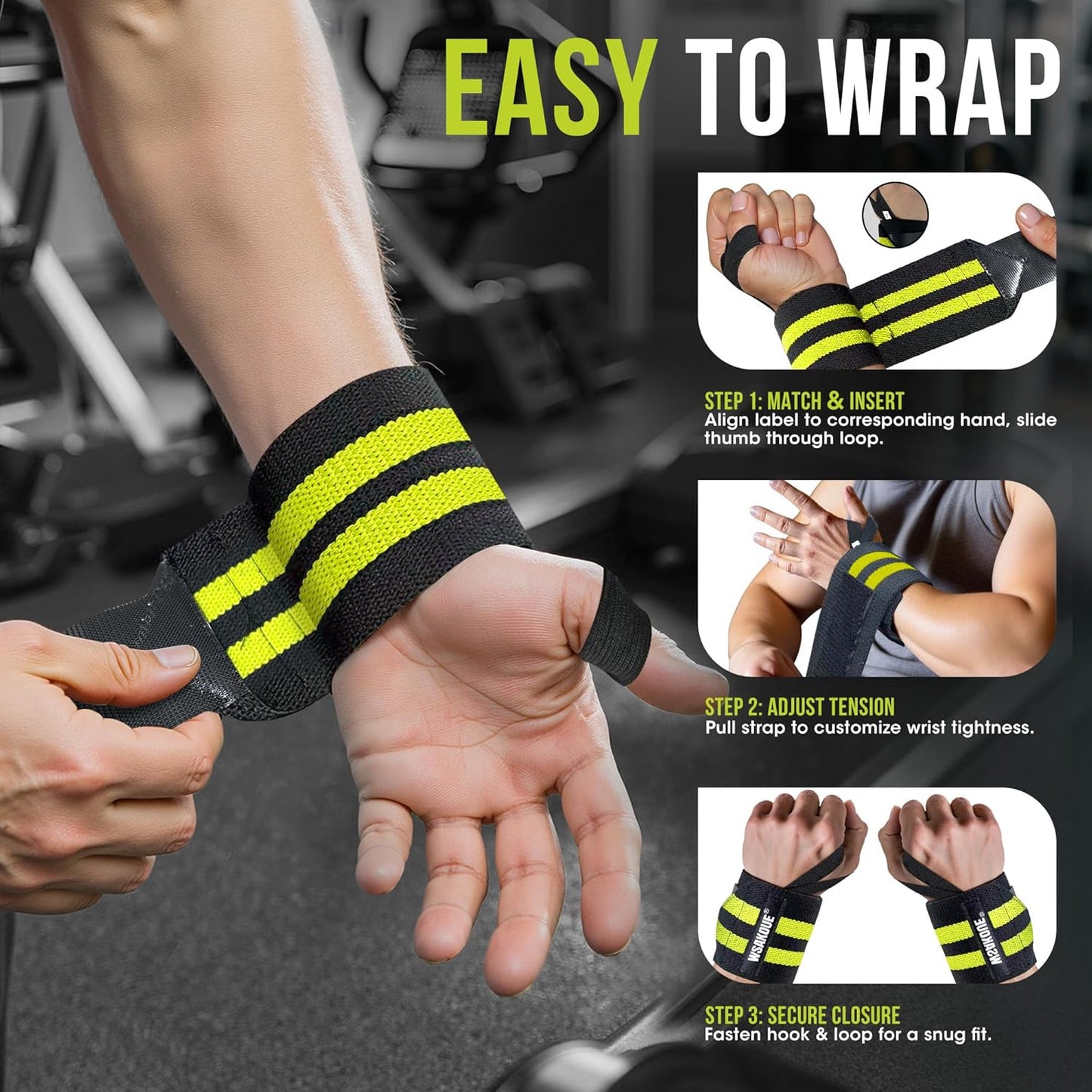 Weightlifting Wrist Wraps - 18" Professional Support with Heavy-Duty Thumb Loop | Adjustable Gym Straps for Men & Women