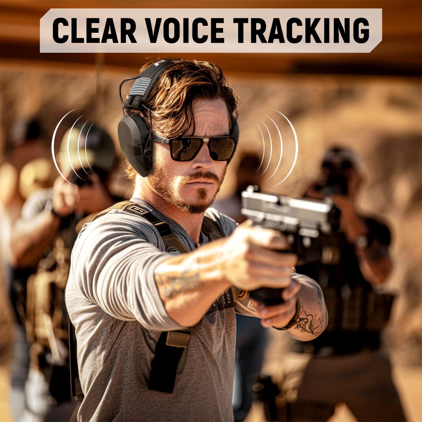 TACWIN Shooting Ear Protection for Gun Range, Active Noise Reduction NRR 23dB Hearing Protection Ear Muffs for Shooting