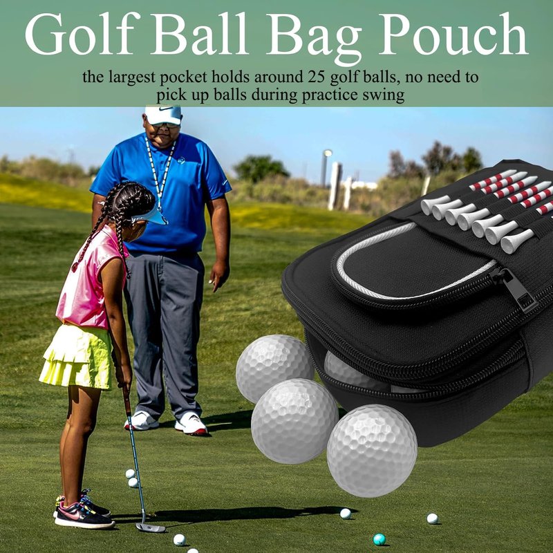 HGNUTAY Golf Valuables Pouch, Golf Ball Bag, Golfer Portable Organizer, Large Golf Accessories Pouch for Gadgets, Like Balls, Tees, Market - Golf Gift for Men and Women (White/Red Edge) (White Edge)