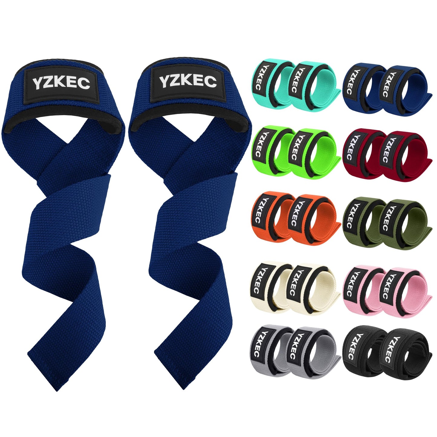 YZKEC 24" Cotton Weight Lifting Wrist Straps with Neoprene Cushioned Padded for Wrist Support and Protection，Weightlifting，Strength Training，Bodybuilding，Powerlifting，Dumbbell Workout，Men and Women