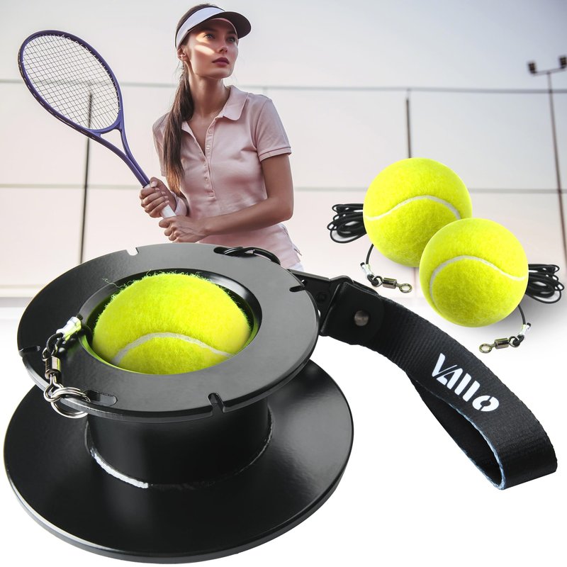 VAIIO Professional Tennis Trainer - Full Metal Portable Solo Rebounder with 3 High-Elastic String Balls, Ideal for Adults, Kids, Beginners & Advanced Players