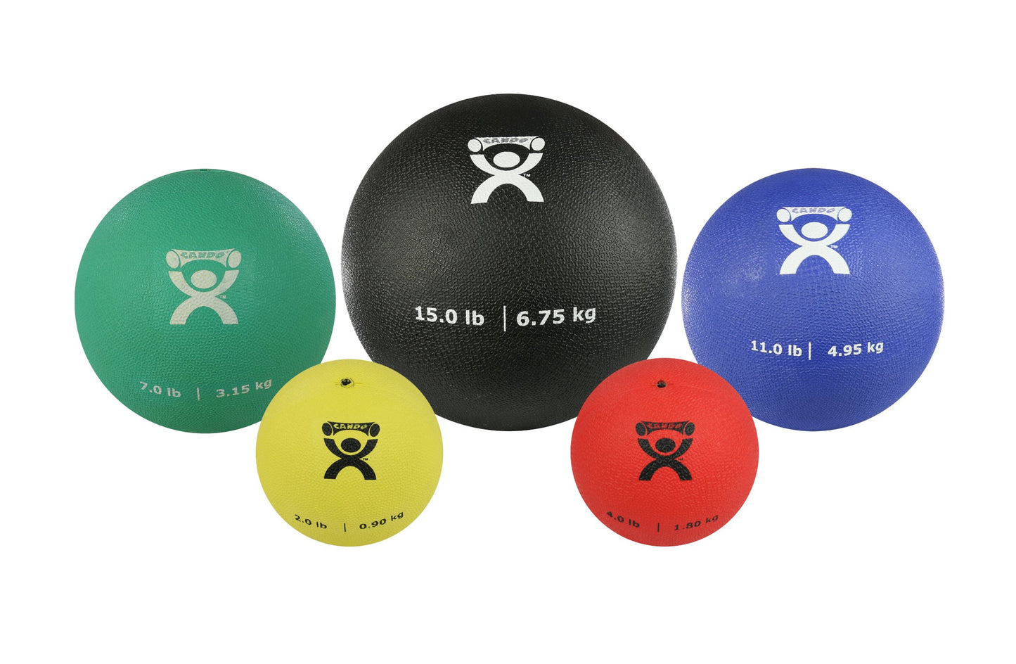 CanDo Soft Medicine Ball 5-Piece Set, 2lb, 4lb, 7lb, 11lb, and 15lb, for Physical Therapy and Fitness Exercises, Easy Grip Rubber Weighted Exercise Ball for Workouts