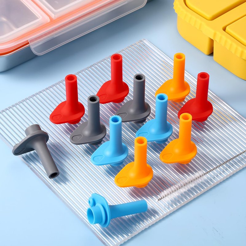 Goktvai 12pcs Replacement Bite Valve for Zak, Silicone Mouthpiece with Cleaning Brush Leak-Proof & Reusable Straw Cup Accessories for Zak Designs Kelso 15oz, No BPA (Blue, Gray, Orange, Red)