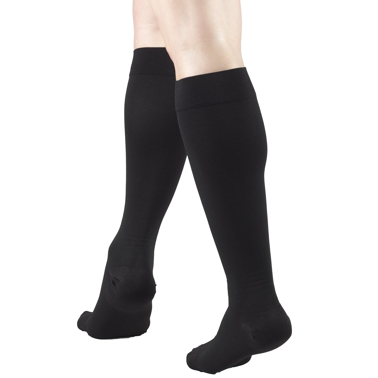 Truform 30-40 mmHg Compression Stockings for Men and Women, Knee High Length, Closed Toe, Black, Large