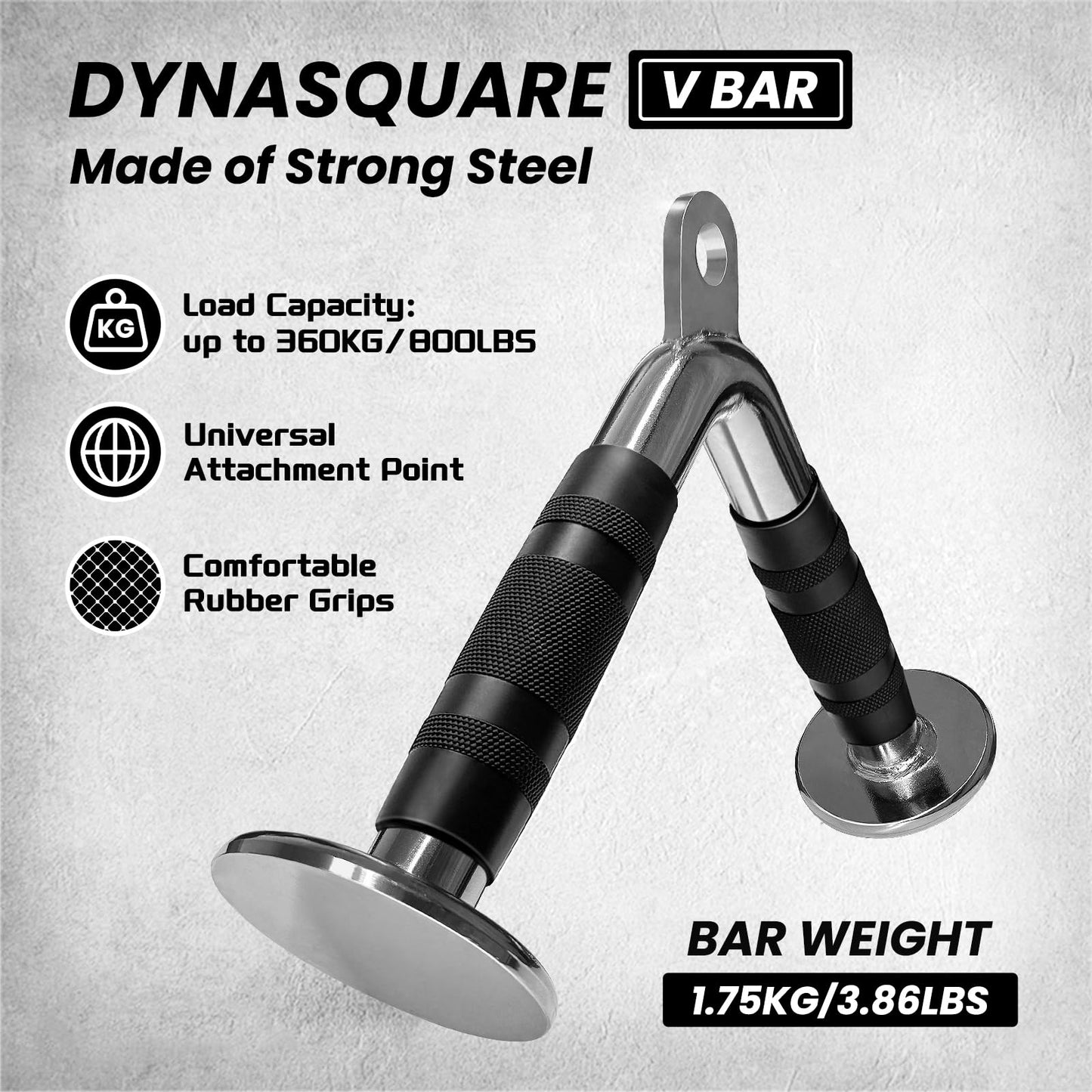 DYNASQUARE Tricep Press Down Cable Machine Attachment, Heavy Duty Solid Steel Body Training Lat Pulldown Home Gym Accessories, Double D Row Handle, V Bar, Ankle Straps, Tricep Rope, Pull Down Bar