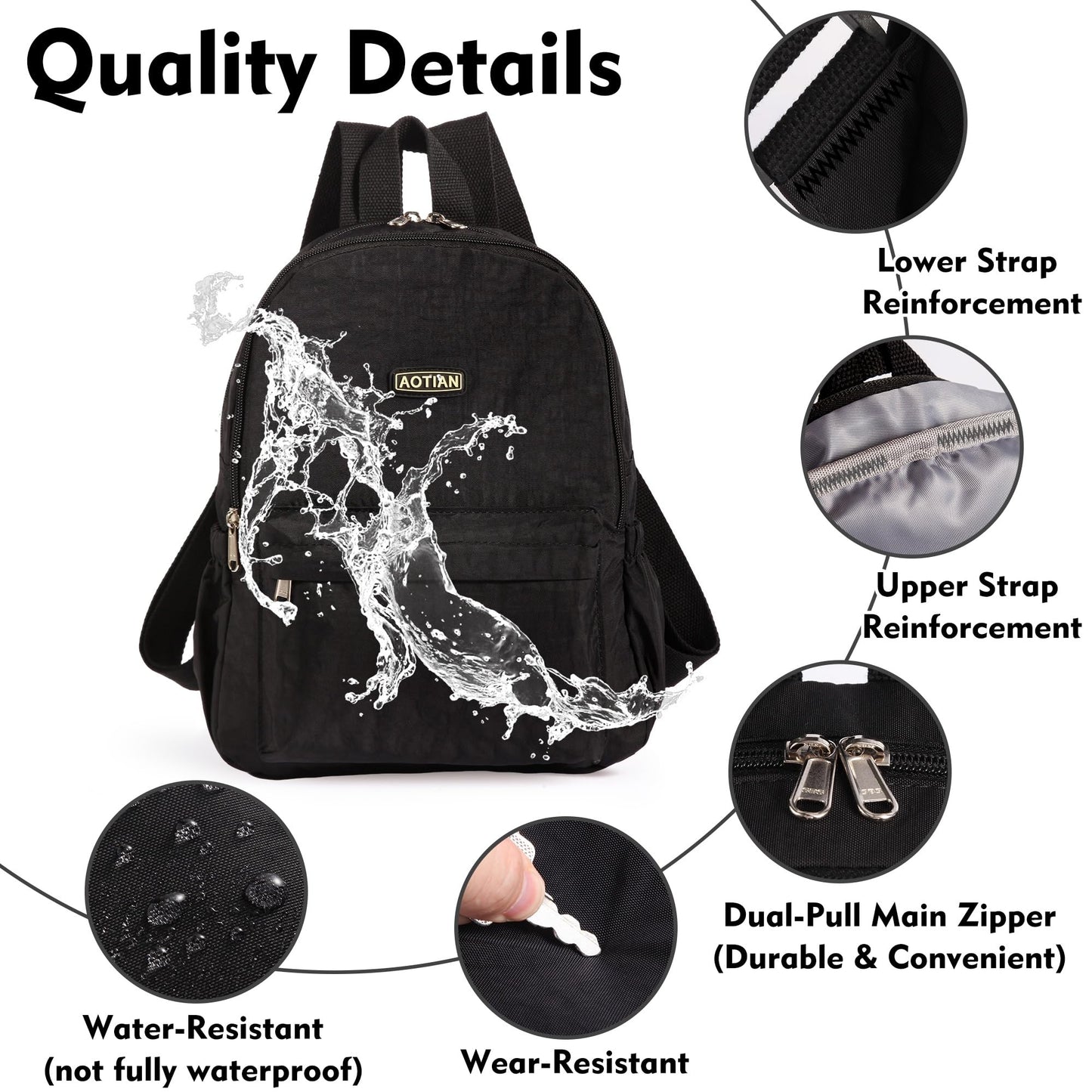 AOTIAN Lightweight Small Hiking Backpack for Women & Girls - Durable Water-Resistant Daypack for Travel, Camping & Outdoor Adventures