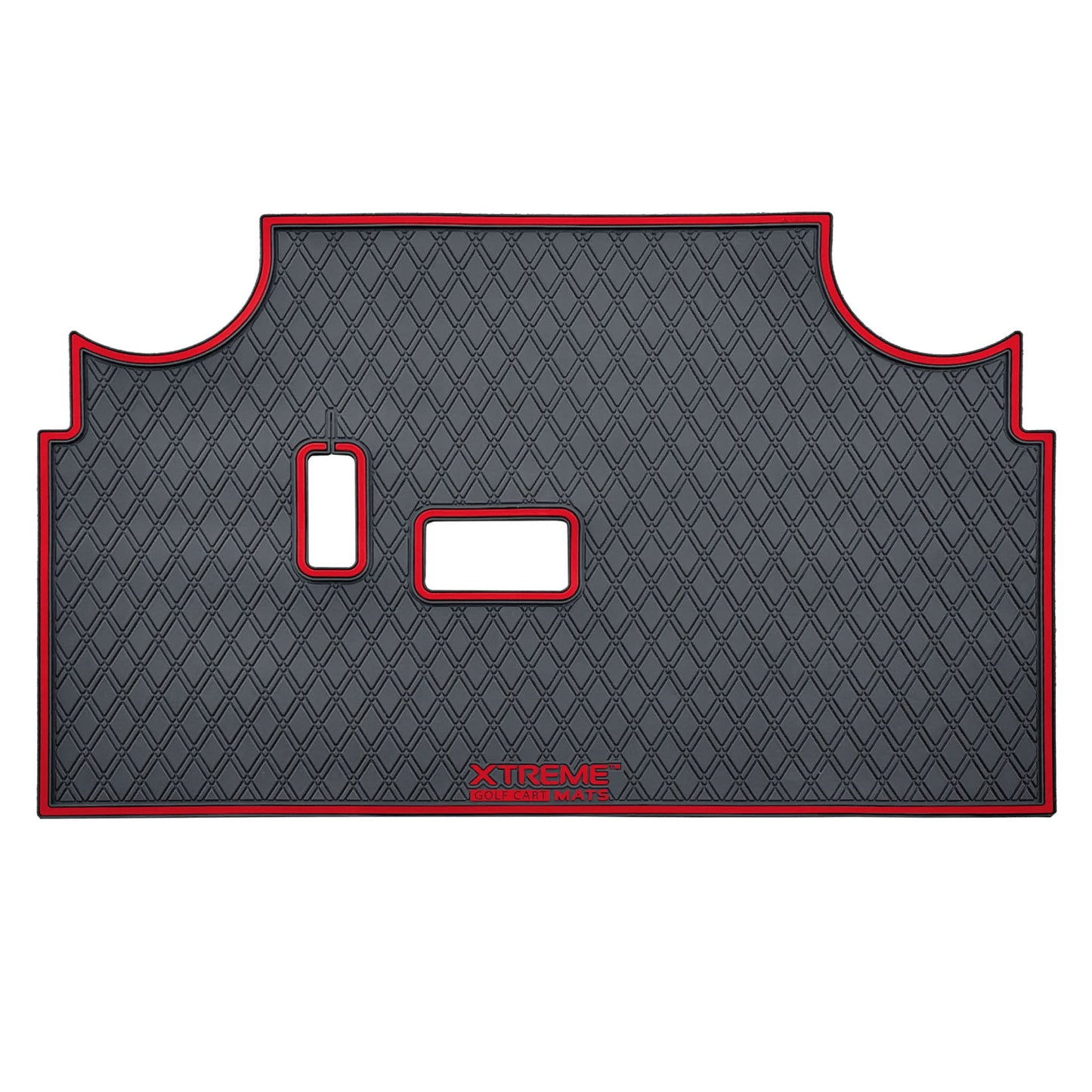 Xtreme Golf Cart Mats Rubber Floor Mat Compatible with Evolution Classic Plus/Pro, Forester, Turfman (17-22) Golf Cart Models | Full Coverage Liner Protection - Red Trim