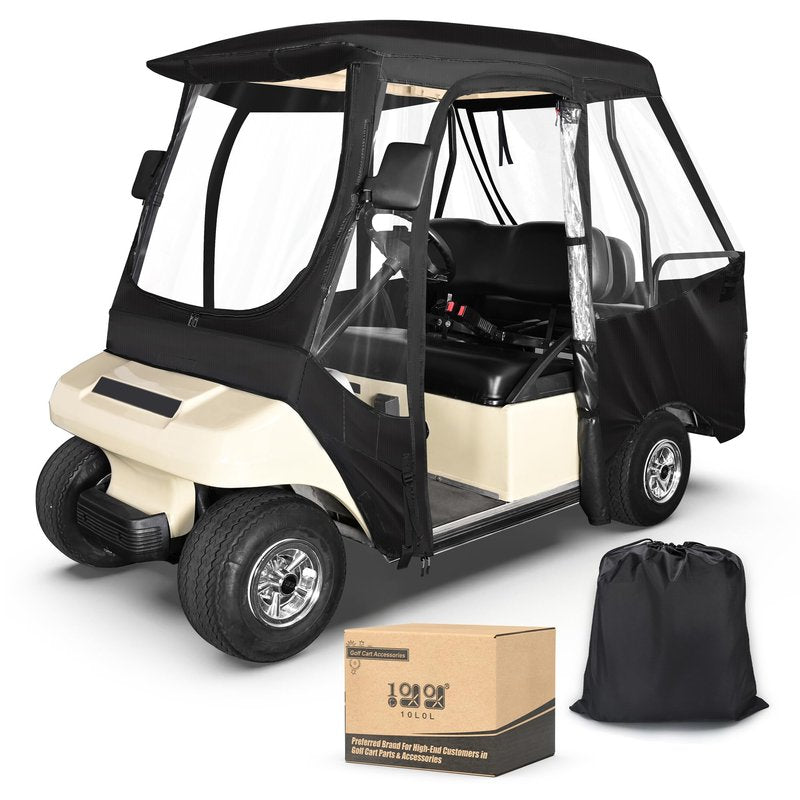 10L0L Golf Cart Enclosure for Club Car DS 4 Passenger (2+2), Waterproof 420D Oxford Rain Cover with Clear PVC Windows, Side Mirror Openings & Rear Light Visibility, All-Weather Driving Protection
