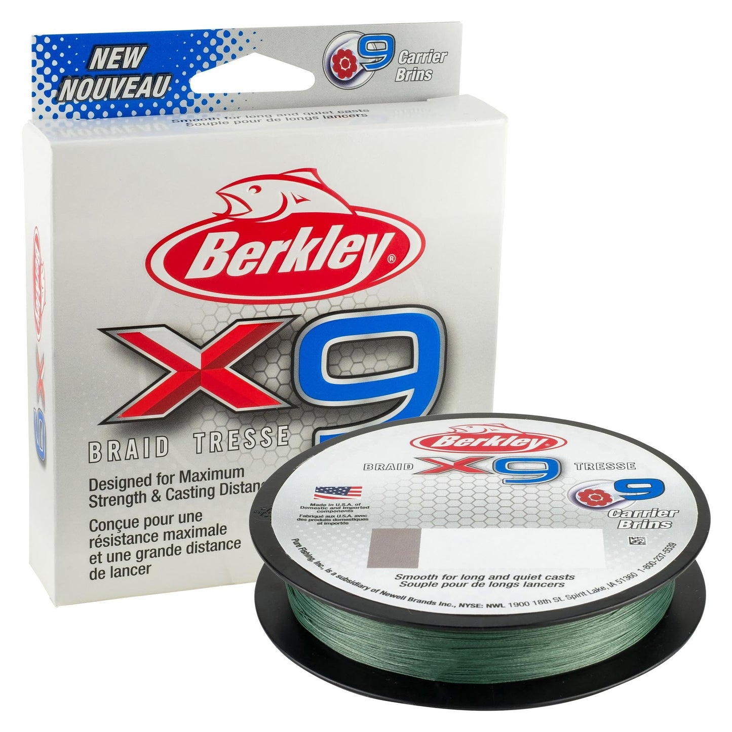 Berkley Jordan Lee x9 Braid Superline, Flame Green, 15-Pound Break Strength, 164yd Fishing Line, Suitable for Freshwater and Saltwater Environments