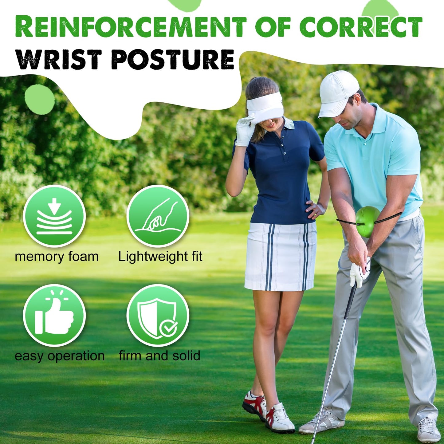 The Connector Golf Training Aid, Swing Trainer for Posture Correction Practice, Golf Training Aids Helps Train Proper Swing Mechanics, Arm Structure, for Golfers at All Levels (Green) (Green)