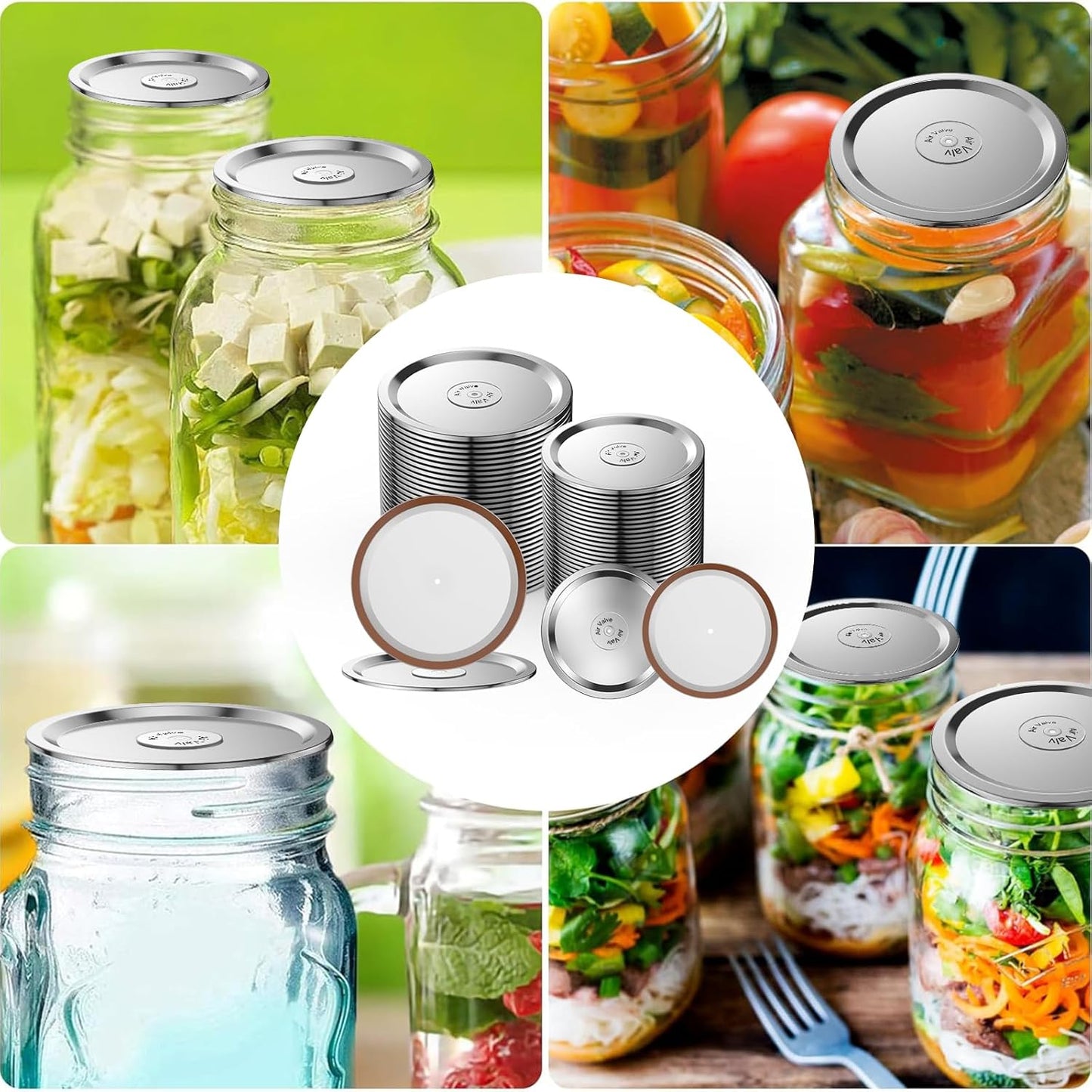 Wide Mouth Canning Lids - 24Pcs Split-Type Metal Mason Jar Lids | Food Grade, Airtight Fit for Ball & Kerr Jars