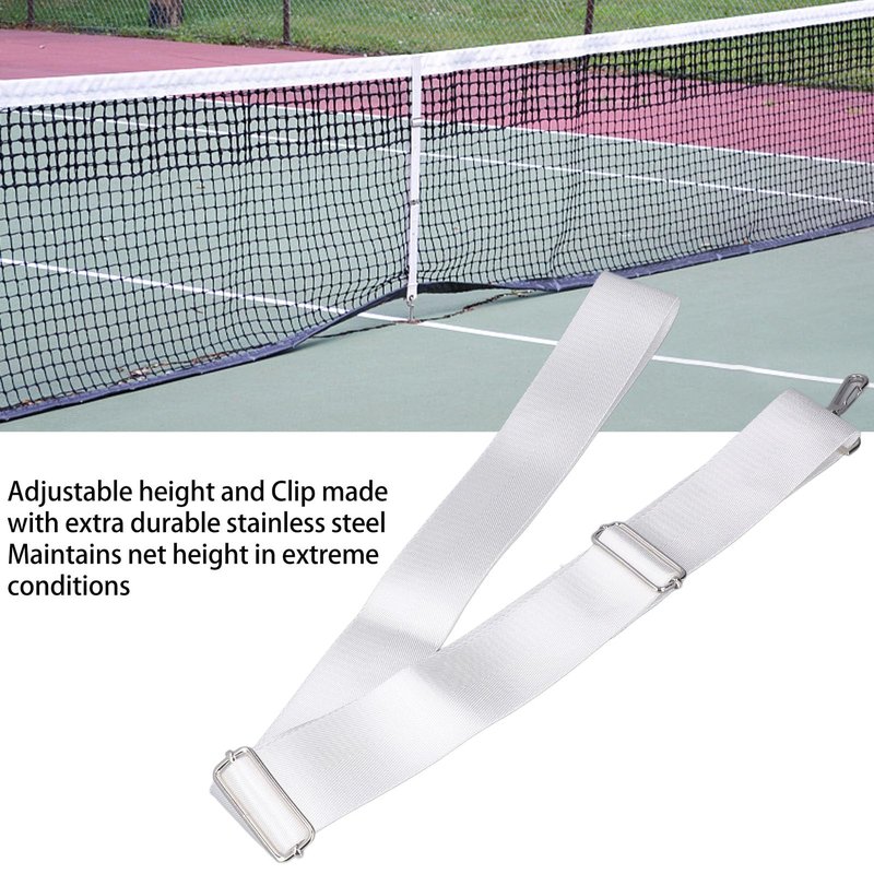 Tennis Net Center Strap, Adjustable Height Tennis Net Straps Stainless Steel Buckle White for Tennis Equipment