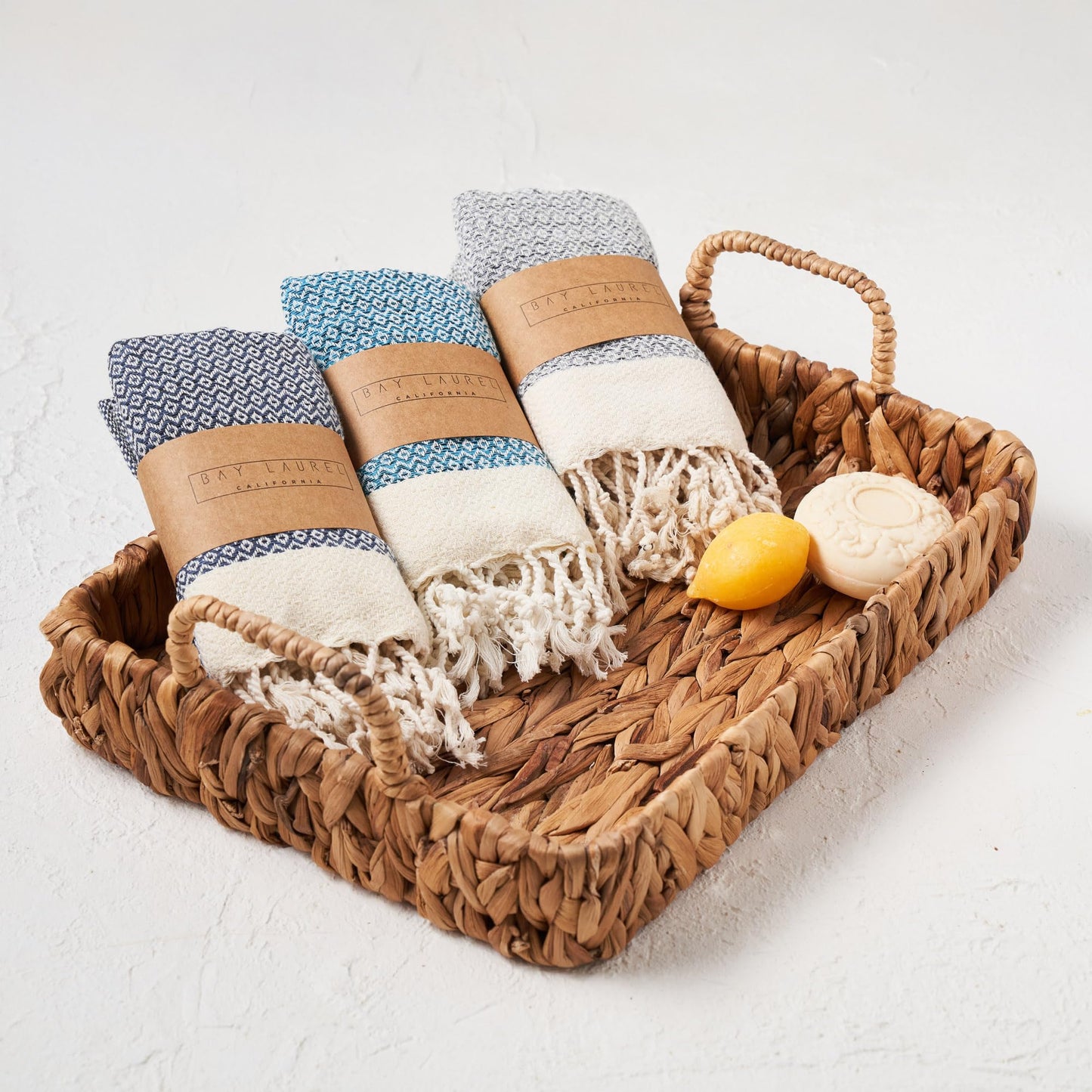 BAY LAUREL Turkish Hand Towel – Pack of 2 | Soft & Absorbent Decorative Towels for Bathroom, Hand, Face, Hair, Gym, Yoga, SPA, Kitchen & Tea | Boho Decor (Gray, Diamond 15x26 Inches (Set of 2)