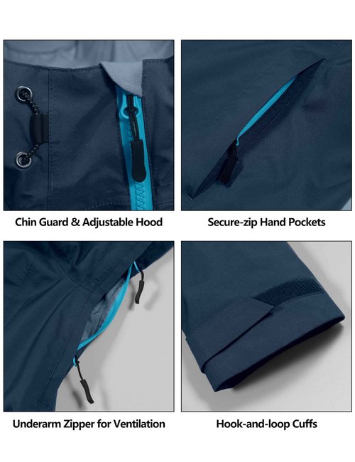 Little Donkey Andy Women's High-performance Waterproof Rain Jacket Waterproof Rain Coat Shell for Hiking Blue M