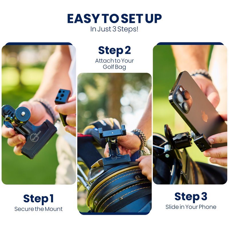 Record Your Golf Swing | Golf Bag Phone Holder | Clip to Your Golf Bag | No Extra Equipment Needed | Quick Setup | Fits Any Cellphone | Perfect Golf Gift