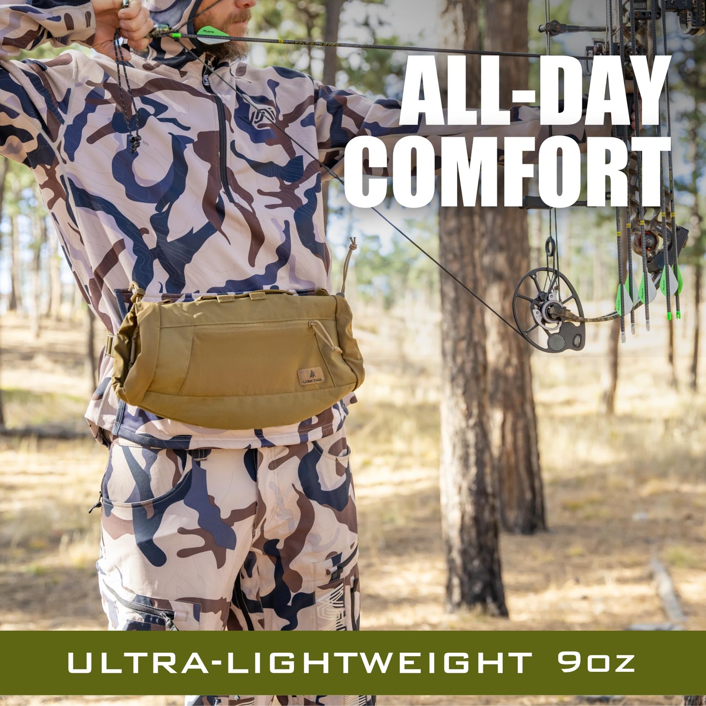 Lone Trail Hiking Hunting Hand Warmer Pouch, Hiking, and Camping with 500D Water Repellent Exterior -Army Hand Muff Hunting Gear 9oz Ultra Light and Adjustable, Sherpa Fleece Lined Tactical HandWarmer
