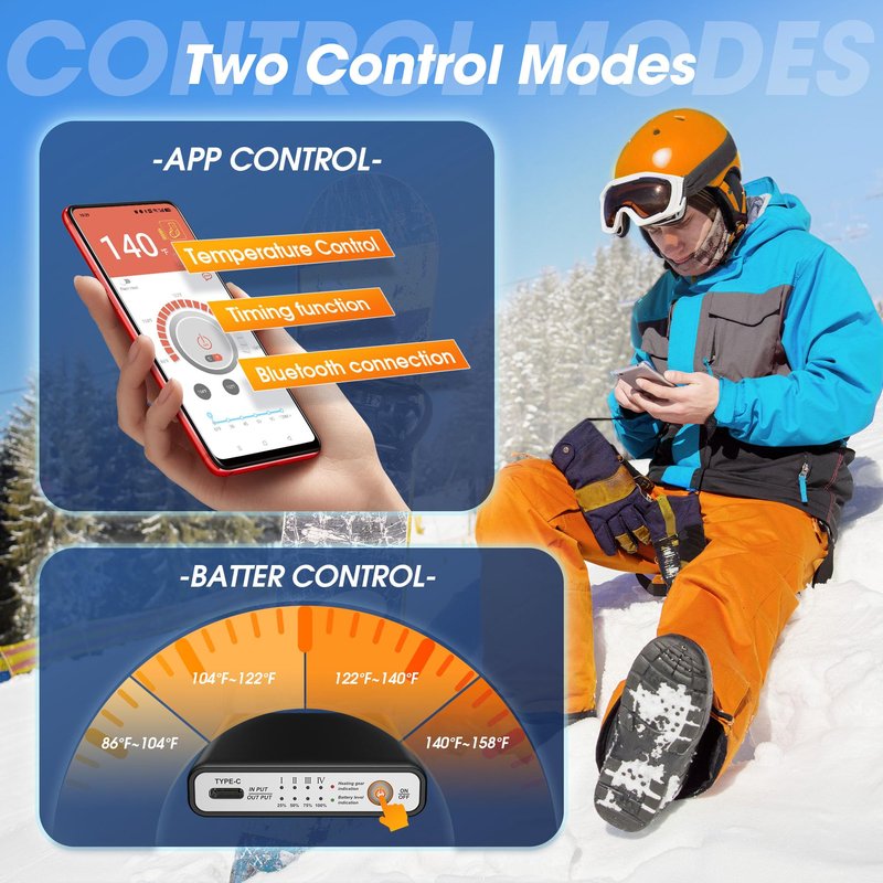 Heated Socks APP Control for Men Women with Rechargeable 20000mAh Battery,Electric Socks Up to 16H,Washable Heating Socks Best Gift for Skiing Camping Hunting Motorcycle Outdoor Walking Cycling