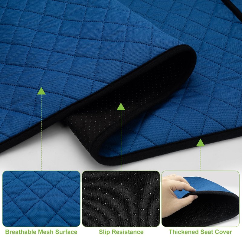 Triforde Golf Cart Seat Cover - Anti-Slip Waterproof Golf Cart Seat Covers for EZGO, Yamaha, Club Car | 4 Side Pockets | All-Season Comfort (Breathable Cotton) | Blue