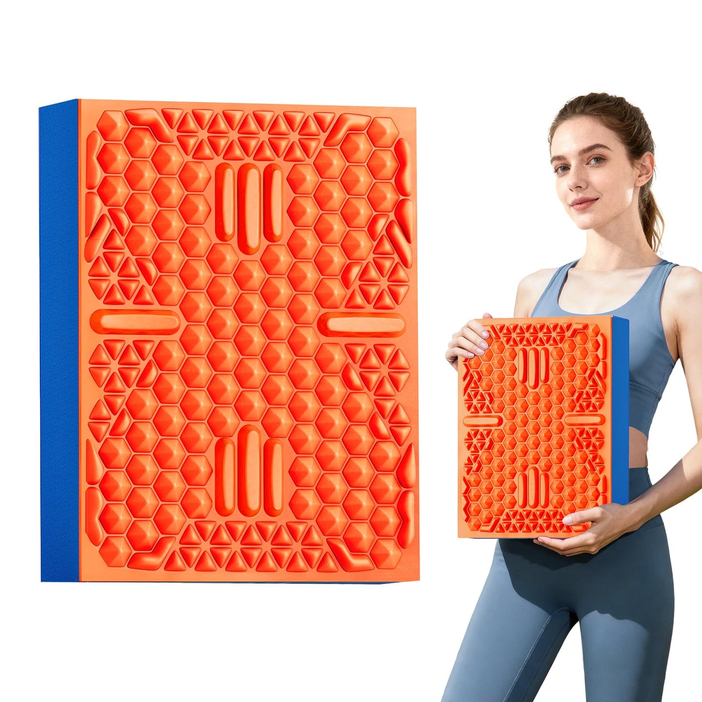 HAPBEAR Exercise Balance Pad - 15"x12" Non-Slip Textured Foam Balance Pad with 2-in-1 Stability & Massage - 2.2" Thick TPE Layer with Soft Cushioning + EVA Massage Layer for Physical Therapy, Core Training & Massage