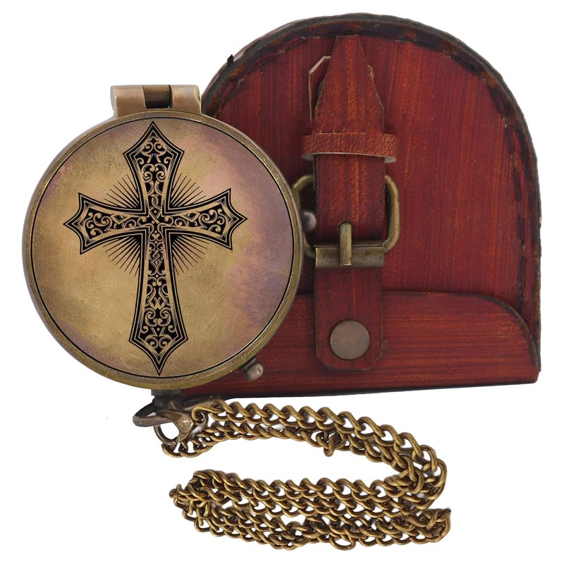 Baptism Gift Personalized Keepsake Compass Engraved Cross and Be Strong and Courageous, Confirmation Gift Ideas, Gift of Faith. Missionary