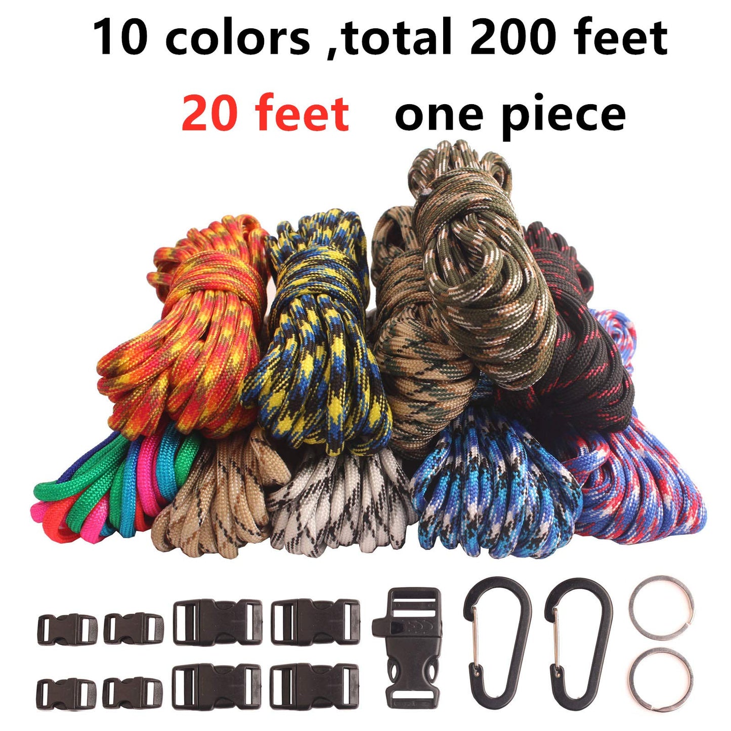 GeGeDa Paracord 550 Bracelets Kit 20 Feet Each Rope for Making Bracelets
